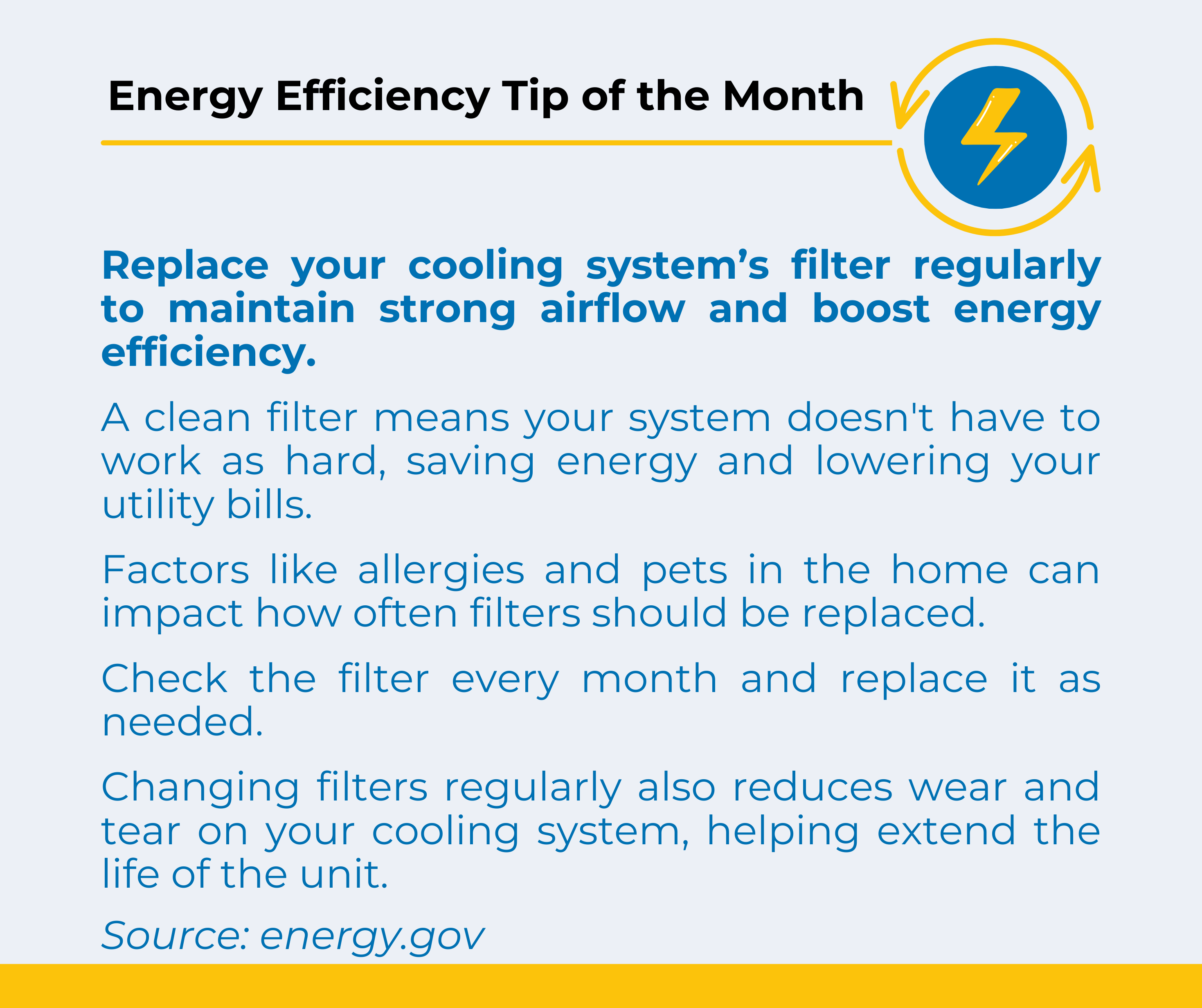 Energy Efficiency Tip of the Month