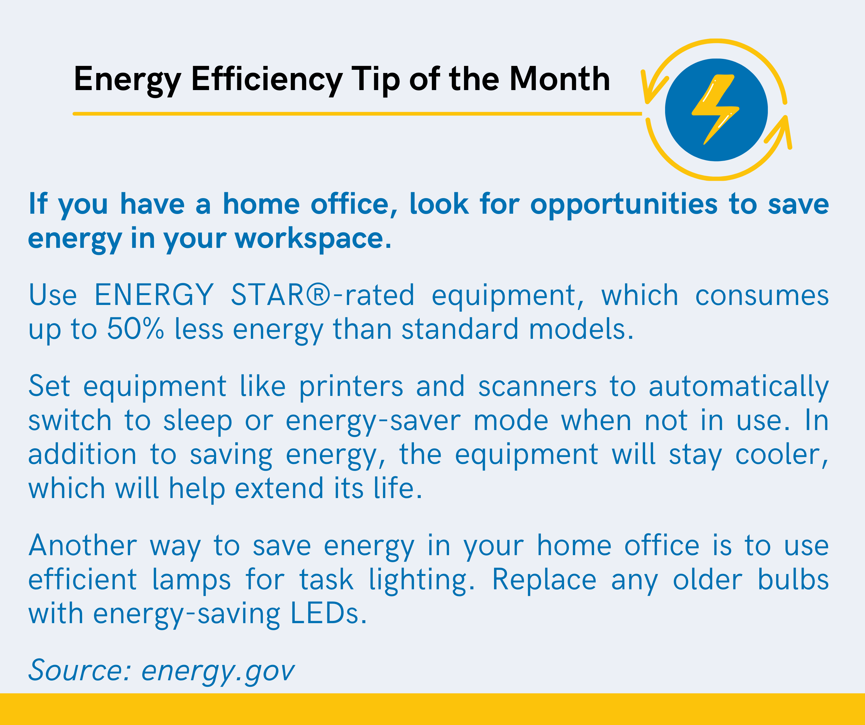 Energy Efficiency Tip of the Month