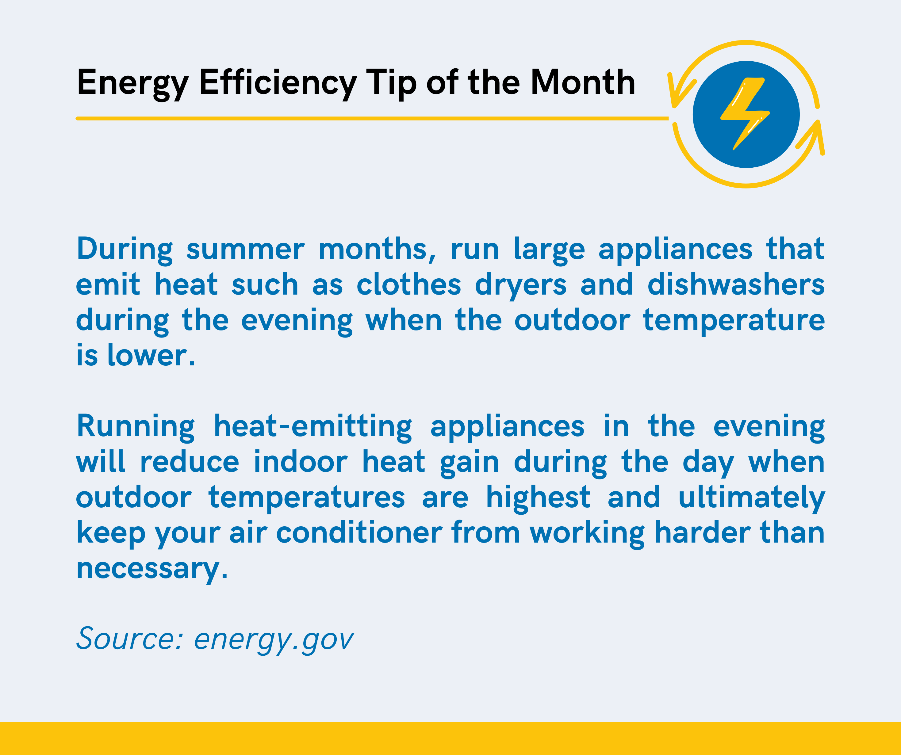Energy Efficiency Tip of the Month